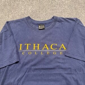 Vintage Ithaca College T-Shirt Men's Large Gear For Sports Cotton Blue